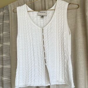 Industry White Cable Knit Sweater Vest Size M Button Front